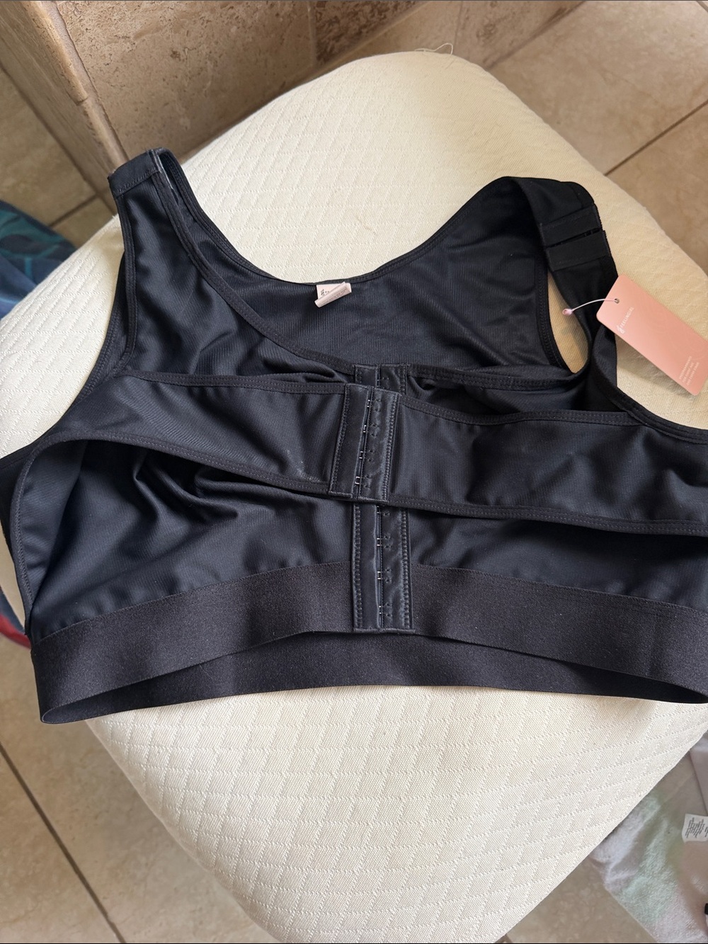Black Surgical Front-Closure, surgical bra. Breast augmentation